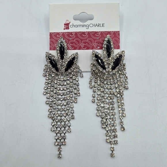 Charming Charlie Crystal Silver Chandelier Earrings - Picture 2 of 4